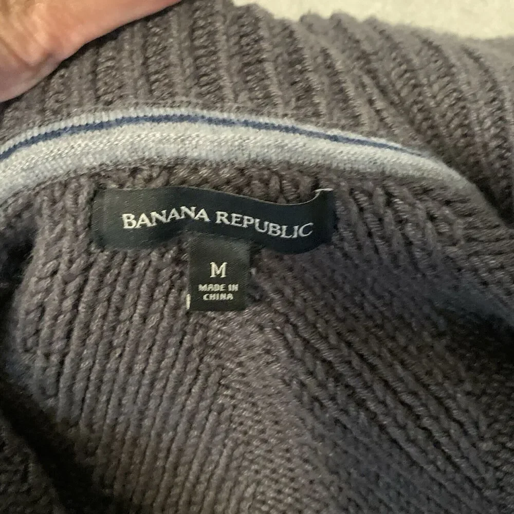 $225 BANANA REPUBLIC Mens Heavyweight Cable Knit Full Zip Cardigan Sweater - M